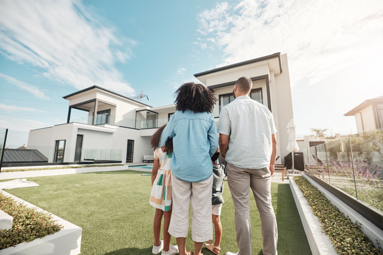 A family enjoying the view from their new North Texas home